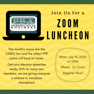 The PBA will be hosting a Zoom luncheon on July 14th from 12p-1p.